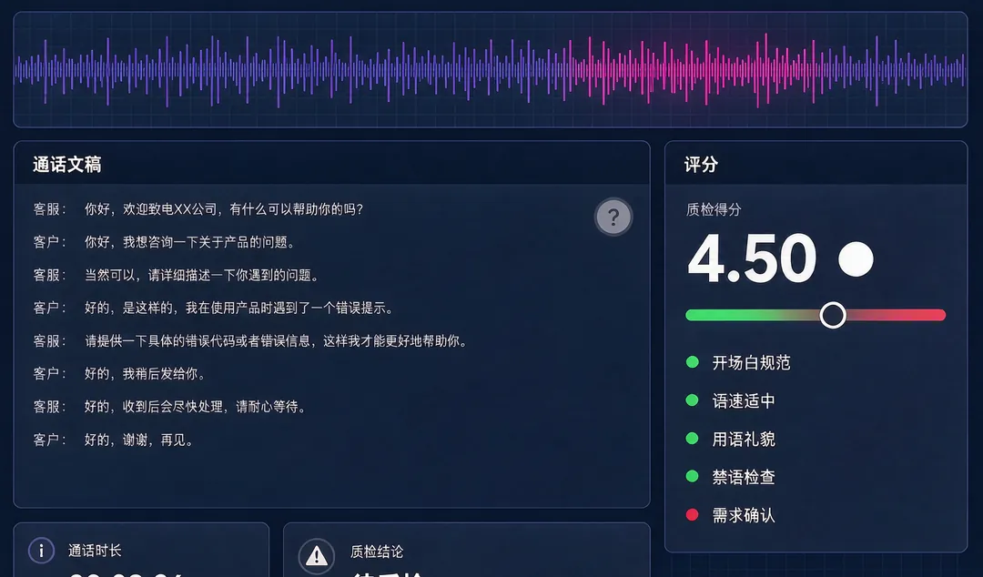 语音客服质检 界面截图