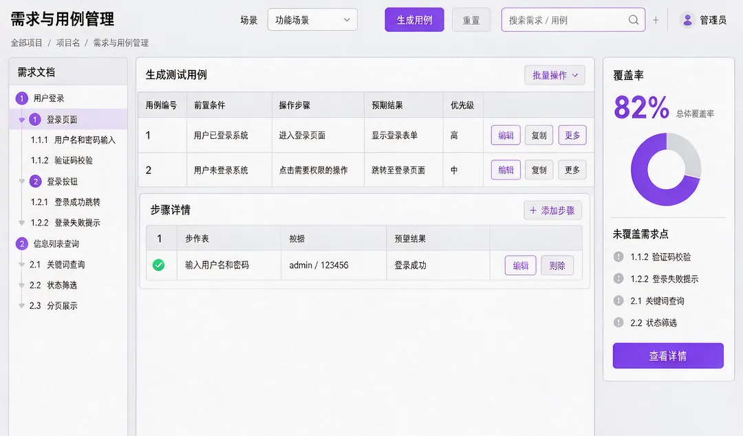 测试用例生成 界面截图